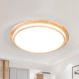 Natural Wood Round Ceiling Mount Lamp Simplicity LED Beige Flush Light in Warm/White Light, 15"/18"/23" Dia Wood White Clearhalo 'Ceiling Lights' 'Close To Ceiling Lights' 'Close to ceiling' 'Flush mount' Lighting' 287818