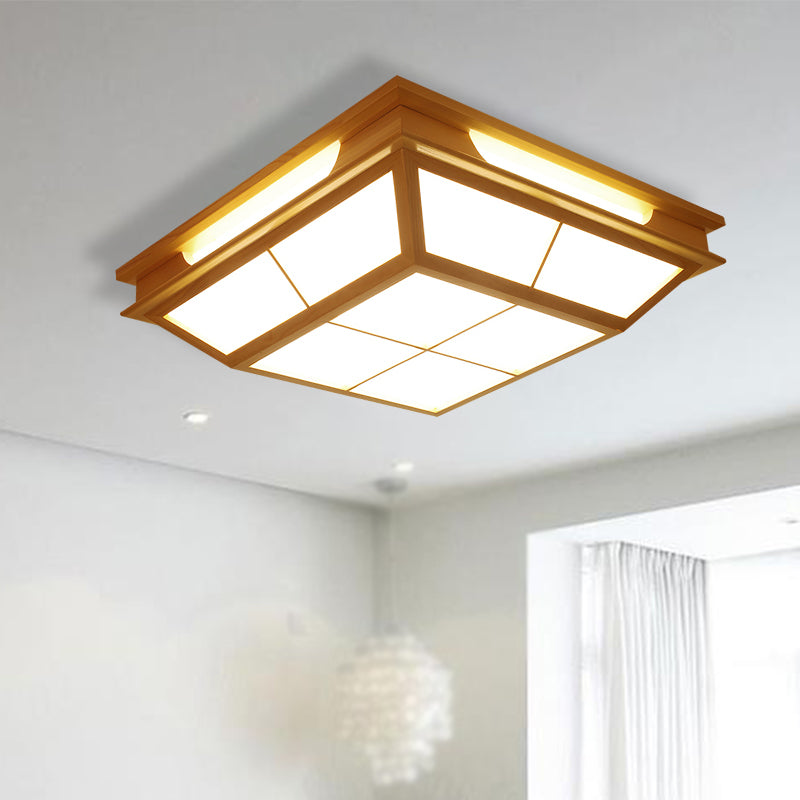 18"/21.5" W Beige Tapered Flush Light Contemporary LED Natural Wood Ceiling Lamp in Warm/White Light Wood Clearhalo 'Ceiling Lights' 'Close To Ceiling Lights' 'Close to ceiling' 'Flush mount' Lighting' 287838