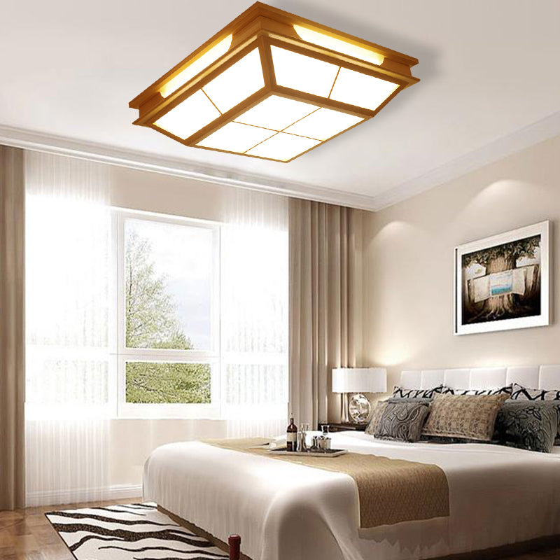 18"/21.5" W Beige Tapered Flush Light Contemporary LED Natural Wood Ceiling Lamp in Warm/White Light Clearhalo 'Ceiling Lights' 'Close To Ceiling Lights' 'Close to ceiling' 'Flush mount' Lighting' 287840