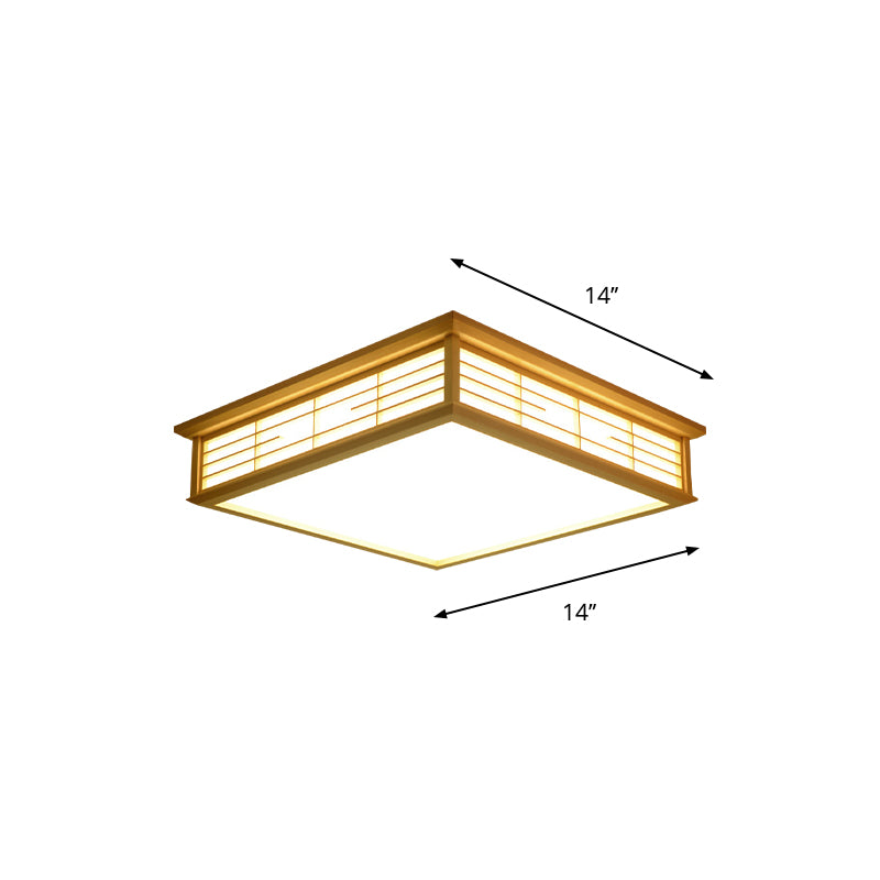 Simple Box Flush Lighting Natural Wood 14"/18"/21.5" W LED Bedroom Ceiling Light Fixture in Warm/White Light Clearhalo 'Ceiling Lights' 'Close To Ceiling Lights' 'Close to ceiling' 'Flush mount' Lighting' 287855