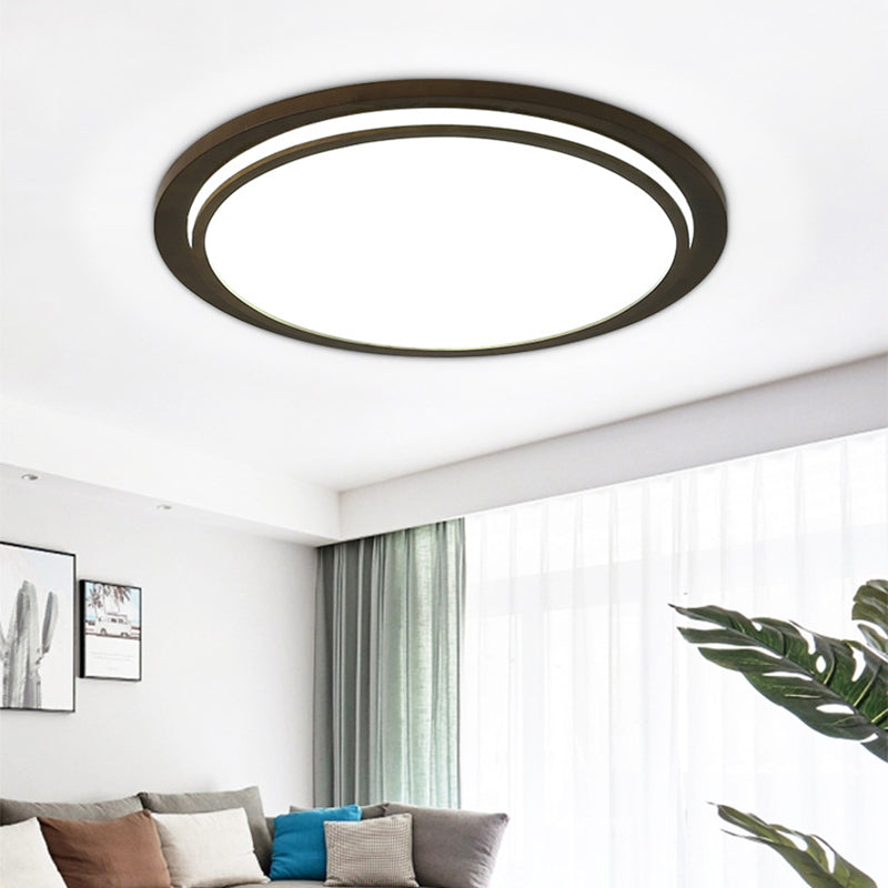 Wood Drum LED Flush Light Fixture Modern Style Brown Ceiling Mounted Lamp in Warm/White/Natural Light, 15"/18"/23" Wide Clearhalo 'Ceiling Lights' 'Close To Ceiling Lights' 'Close to ceiling' 'Flush mount' Lighting' 287866