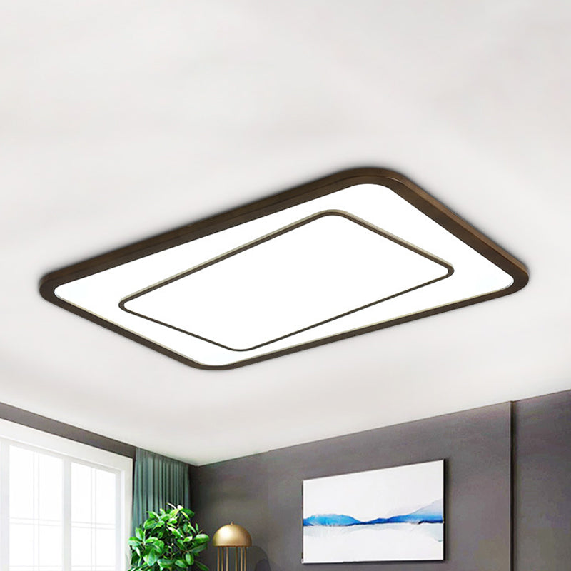 Dual Rectangle Living Room Flush Light Natural Wood Modern LED Ceiling Lamp in Brown, Warm/White/Natural Light Brown White Clearhalo 'Ceiling Lights' 'Close To Ceiling Lights' 'Close to ceiling' 'Flush mount' Lighting' 287897