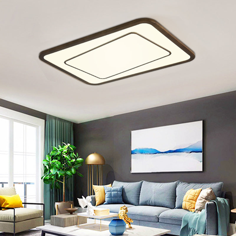 Dual Rectangle Living Room Flush Light Natural Wood Modern LED Ceiling Lamp in Brown, Warm/White/Natural Light Brown Natural Clearhalo 'Ceiling Lights' 'Close To Ceiling Lights' 'Close to ceiling' 'Flush mount' Lighting' 287898