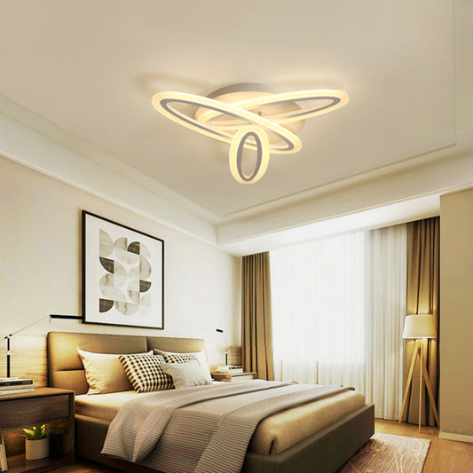 Oval Semi Flush Light Simple Acrylic 31.5"/47" Wide 3/5 Bulbs White Ceiling Mounted Fixture in Warm/White Light Clearhalo 'Ceiling Lights' 'Close To Ceiling Lights' 'Close to ceiling' 'Semi-flushmount' Lighting' 287959