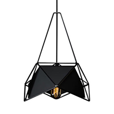 Brass/Black/White Geometric Ceiling Pendant Light with Wire Guard Industrial Metallic 1 Light Living Room Suspended Light Black Clearhalo 'Ceiling Lights' 'Modern Pendants' 'Modern' 'Pendant Lights' 'Pendants' Lighting' 28797