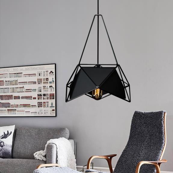 Brass/Black/White Geometric Ceiling Pendant Light with Wire Guard Industrial Metallic 1 Light Living Room Suspended Light Clearhalo 'Ceiling Lights' 'Modern Pendants' 'Modern' 'Pendant Lights' 'Pendants' Lighting' 28798