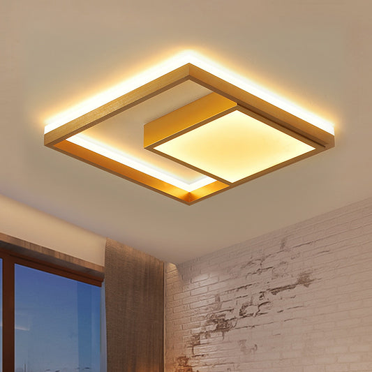 16"/23.5" Wide Gold Square Ceiling Light Modern Metal LED Flush Mount in Warm/White Light Gold Clearhalo 'Ceiling Lights' 'Close To Ceiling Lights' 'Close to ceiling' 'Flush mount' Lighting' 287986