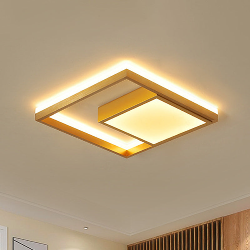 16"/23.5" Wide Gold Square Ceiling Light Modern Metal LED Flush Mount in Warm/White Light Clearhalo 'Ceiling Lights' 'Close To Ceiling Lights' 'Close to ceiling' 'Flush mount' Lighting' 287987