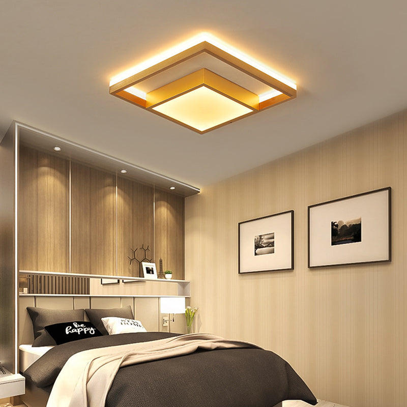 16"/23.5" Wide Gold Square Ceiling Light Modern Metal LED Flush Mount in Warm/White Light Clearhalo 'Ceiling Lights' 'Close To Ceiling Lights' 'Close to ceiling' 'Flush mount' Lighting' 287988