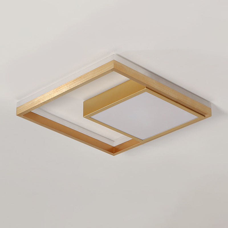 16"/23.5" Wide Gold Square Ceiling Light Modern Metal LED Flush Mount in Warm/White Light Clearhalo 'Ceiling Lights' 'Close To Ceiling Lights' 'Close to ceiling' 'Flush mount' Lighting' 287989