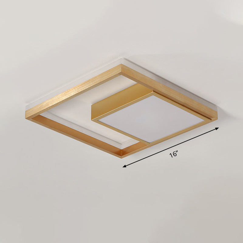 16"/23.5" Wide Gold Square Ceiling Light Modern Metal LED Flush Mount in Warm/White Light Clearhalo 'Ceiling Lights' 'Close To Ceiling Lights' 'Close to ceiling' 'Flush mount' Lighting' 287990