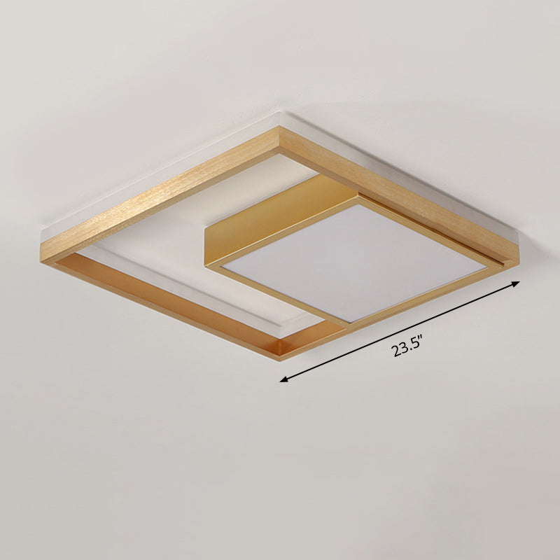 16"/23.5" Wide Gold Square Ceiling Light Modern Metal LED Flush Mount in Warm/White Light Clearhalo 'Ceiling Lights' 'Close To Ceiling Lights' 'Close to ceiling' 'Flush mount' Lighting' 287991