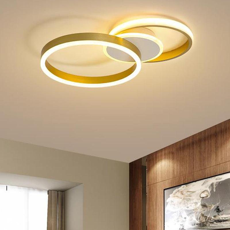 Acrylic Circle Flush Light Contemporary LED Gold Ceiling Mounted Fixture in Warm/White Light Gold Warm Clearhalo 'Ceiling Lights' 'Close To Ceiling Lights' 'Close to ceiling' 'Flush mount' Lighting' 287992