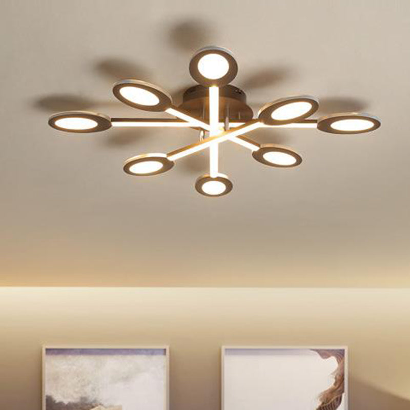 Starburst Semi Flush Minimalism Acrylic 31.5"/45" Wide LED Brown Close to Ceiling Lighting in Warm/White Light Brown 31.5" Warm Clearhalo 'Ceiling Lights' 'Close To Ceiling Lights' 'Close to ceiling' 'Semi-flushmount' Lighting' 287997