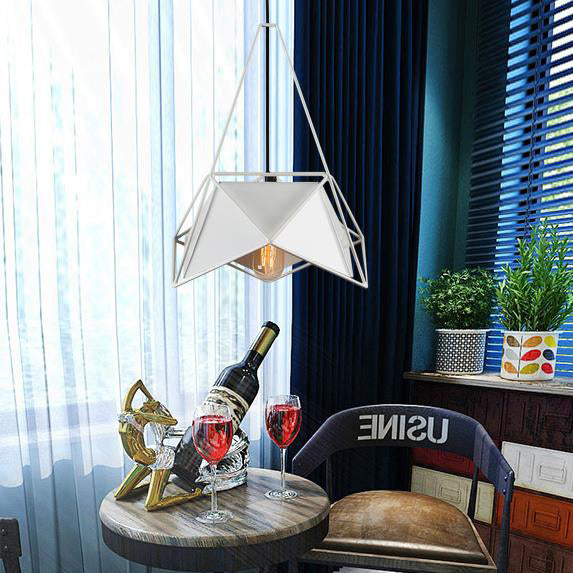 Brass/Black/White Geometric Ceiling Pendant Light with Wire Guard Industrial Metallic 1 Light Living Room Suspended Light Clearhalo 'Ceiling Lights' 'Modern Pendants' 'Modern' 'Pendant Lights' 'Pendants' Lighting' 28800