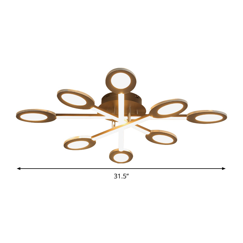 Starburst Semi Flush Minimalism Acrylic 31.5"/45" Wide LED Brown Close to Ceiling Lighting in Warm/White Light Clearhalo 'Ceiling Lights' 'Close To Ceiling Lights' 'Close to ceiling' 'Semi-flushmount' Lighting' 288001