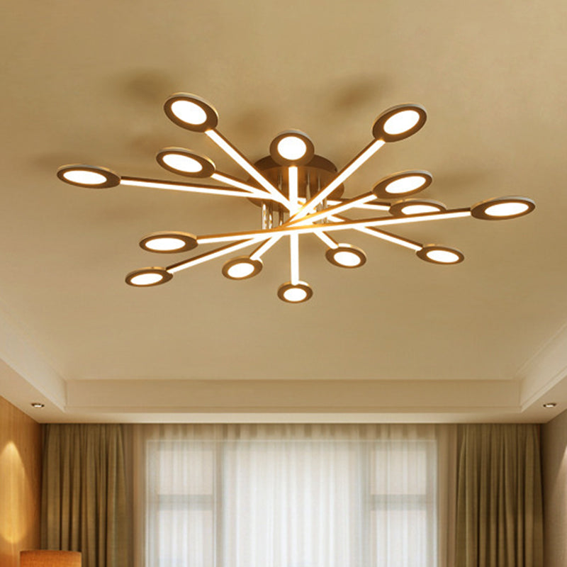 Starburst Semi Flush Minimalism Acrylic 31.5"/45" Wide LED Brown Close to Ceiling Lighting in Warm/White Light Brown 45" Warm Clearhalo 'Ceiling Lights' 'Close To Ceiling Lights' 'Close to ceiling' 'Semi-flushmount' Lighting' 288002