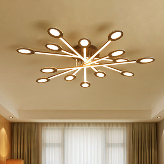 Starburst Semi Flush Minimalism Acrylic 31.5"/45" Wide LED Brown Close to Ceiling Lighting in Warm/White Light Brown 45" Warm Clearhalo 'Ceiling Lights' 'Close To Ceiling Lights' 'Close to ceiling' 'Semi-flushmount' Lighting' 288002