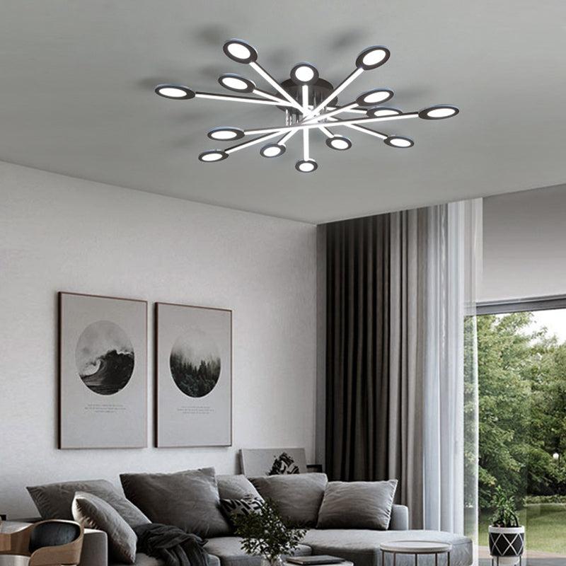 Starburst Semi Flush Minimalism Acrylic 31.5"/45" Wide LED Brown Close to Ceiling Lighting in Warm/White Light Brown 45" White Clearhalo 'Ceiling Lights' 'Close To Ceiling Lights' 'Close to ceiling' 'Semi-flushmount' Lighting' 288003