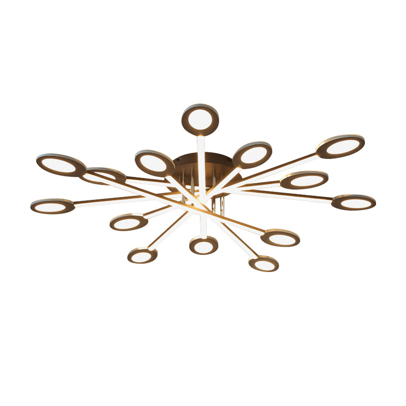 Starburst Semi Flush Minimalism Acrylic 31.5"/45" Wide LED Brown Close to Ceiling Lighting in Warm/White Light Clearhalo 'Ceiling Lights' 'Close To Ceiling Lights' 'Close to ceiling' 'Semi-flushmount' Lighting' 288004