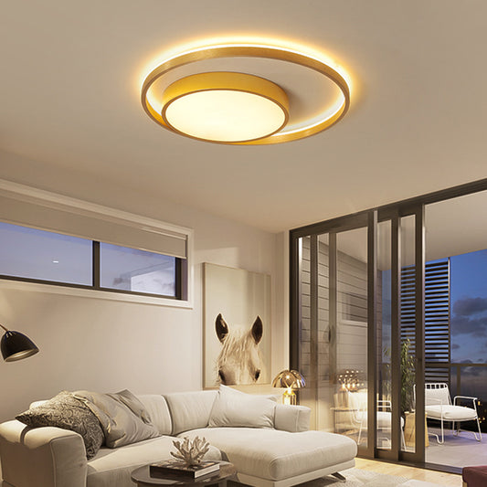 Metal Circular Ceiling Light Fixture Postmodern Gold 16"/23.5" Wide LED Flush Light in Warm/White Light Clearhalo 'Ceiling Lights' 'Close To Ceiling Lights' 'Close to ceiling' 'Flush mount' Lighting' 288009