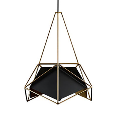 Brass/Black/White Geometric Ceiling Pendant Light with Wire Guard Industrial Metallic 1 Light Living Room Suspended Light Brass Clearhalo 'Ceiling Lights' 'Modern Pendants' 'Modern' 'Pendant Lights' 'Pendants' Lighting' 28801