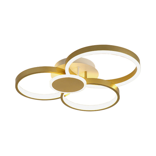 Round Semi-Flush Mount Modernism Acrylic LED Gold Ceiling Light Fixture in Warm/White Light Clearhalo 'Ceiling Lights' 'Close To Ceiling Lights' 'Close to ceiling' 'Semi-flushmount' Lighting' 288017