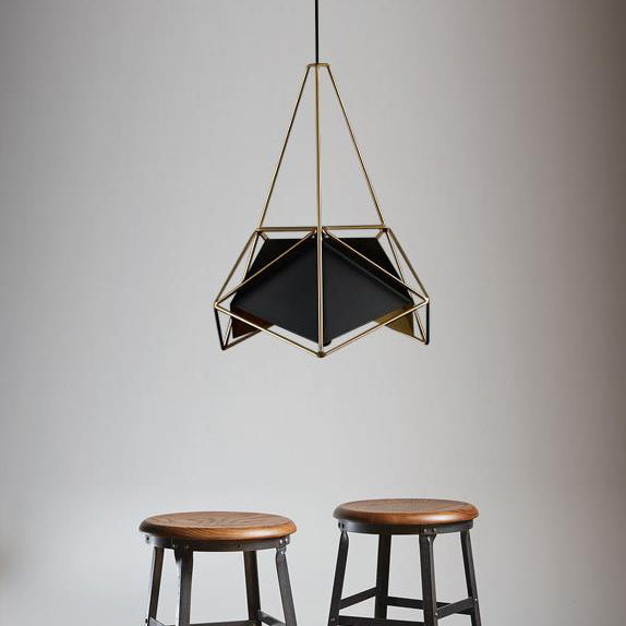 Brass/Black/White Geometric Ceiling Pendant Light with Wire Guard Industrial Metallic 1 Light Living Room Suspended Light Clearhalo 'Ceiling Lights' 'Modern Pendants' 'Modern' 'Pendant Lights' 'Pendants' Lighting' 28802