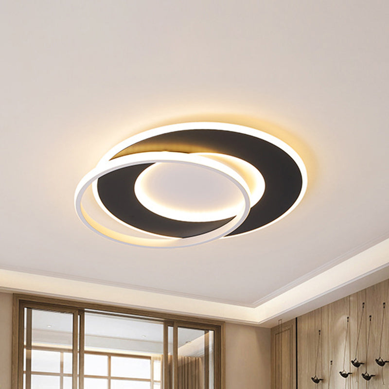 18"/22" Wide Ring Flush Mount Light Modern Acrylic Black LED Ceiling Fixture in Warm/White Light/Remote Control Stepless Dimming Black Clearhalo 'Ceiling Lights' 'Close To Ceiling Lights' 'Close to ceiling' 'Flush mount' Lighting' 288020