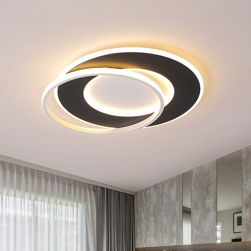 18"/22" Wide Ring Flush Mount Light Modern Acrylic Black LED Ceiling Fixture in Warm/White Light/Remote Control Stepless Dimming Clearhalo 'Ceiling Lights' 'Close To Ceiling Lights' 'Close to ceiling' 'Flush mount' Lighting' 288021