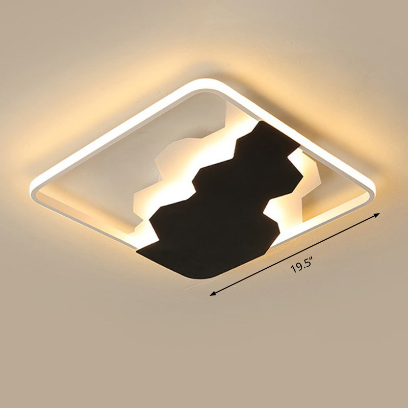 Black Geometric Flush Mount Lamp Modern Acrylic LED Ceiling Lighting, Warm/White Light/Third Gear Clearhalo 'Ceiling Lights' 'Close To Ceiling Lights' 'Close to ceiling' 'Flush mount' Lighting' 288031