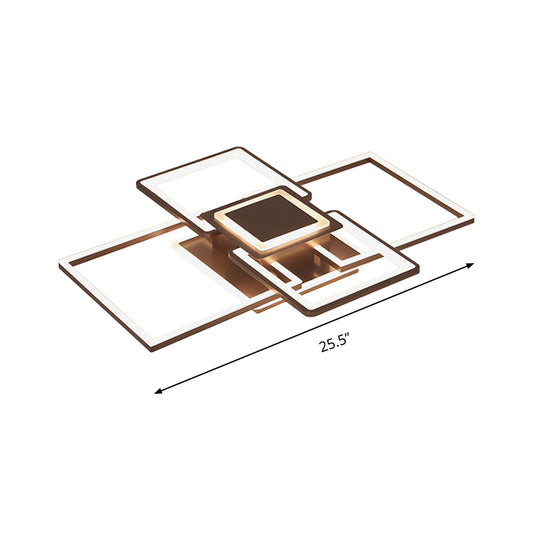 Frame Flush Mount Simple Acrylic 21.5"/25.5"/31.5" Wide LED White/Coffee Ceiling Light Fixture in Warm/White Light Clearhalo 'Ceiling Lights' 'Close To Ceiling Lights' 'Close to ceiling' 'Flush mount' Lighting' 288095