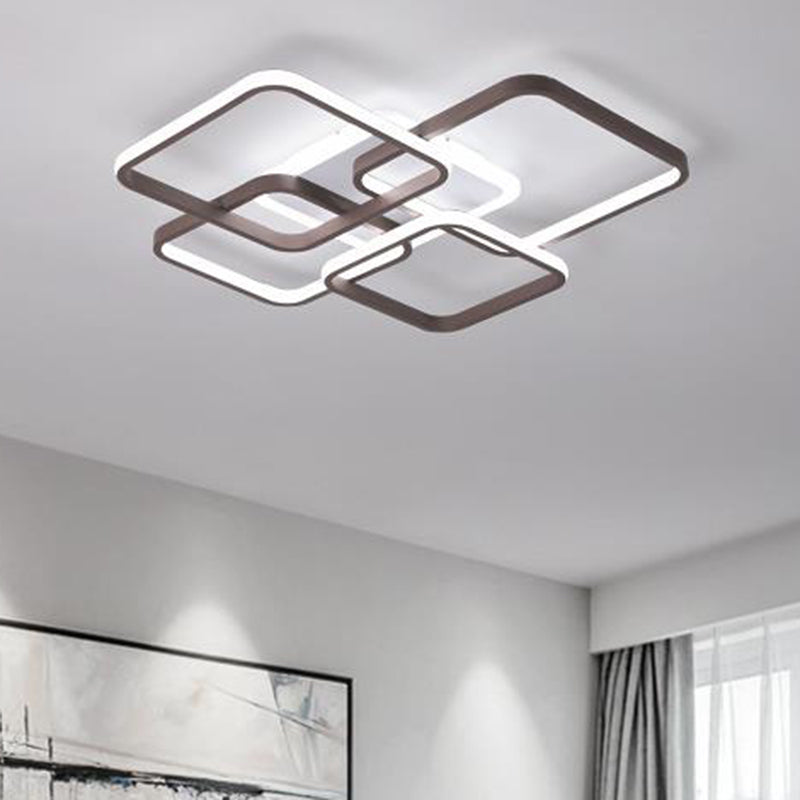 Traverse Flush Light Minimalist Acrylic 4/7 Heads 23.5"/35.5" Wide Brown Close to Ceiling Lamp in Warm/White Light Brown 23.5" White Clearhalo 'Ceiling Lights' 'Close To Ceiling Lights' 'Close to ceiling' 'Flush mount' Lighting' 288104