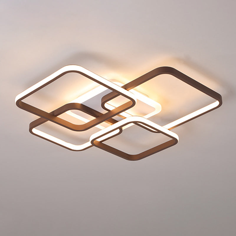 Traverse Flush Light Minimalist Acrylic 4/7 Heads 23.5"/35.5" Wide Brown Close to Ceiling Lamp in Warm/White Light Brown 23.5" Warm Clearhalo 'Ceiling Lights' 'Close To Ceiling Lights' 'Close to ceiling' 'Flush mount' Lighting' 288105