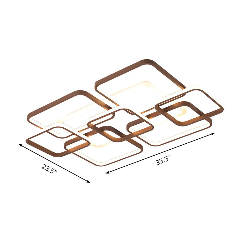 Traverse Flush Light Minimalist Acrylic 4/7 Heads 23.5"/35.5" Wide Brown Close to Ceiling Lamp in Warm/White Light Clearhalo 'Ceiling Lights' 'Close To Ceiling Lights' 'Close to ceiling' 'Flush mount' Lighting' 288112