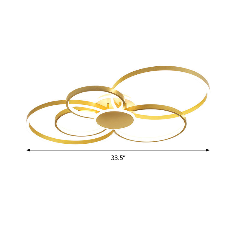 Circular Semi-Flush Mount Contemporary Acrylic LED Gold Ceiling Mounted Fixture in Warm/White Light, 33.5"/41" Wide Clearhalo 'Ceiling Lights' 'Close To Ceiling Lights' 'Close to ceiling' 'Semi-flushmount' Lighting' 288147