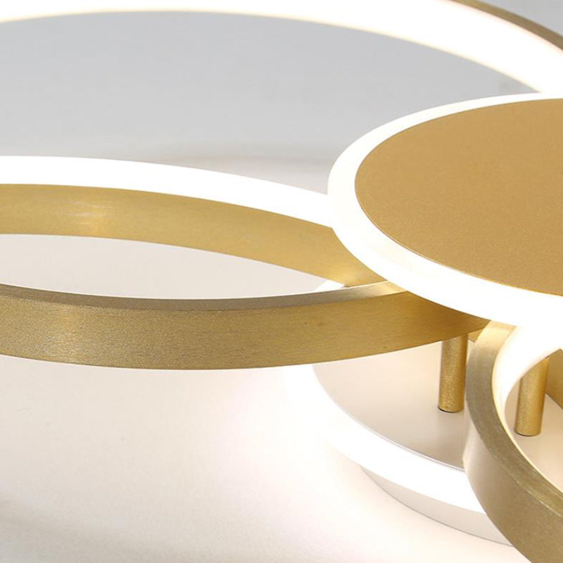 Circular Semi-Flush Mount Contemporary Acrylic LED Gold Ceiling Mounted Fixture in Warm/White Light, 33.5"/41" Wide Clearhalo 'Ceiling Lights' 'Close To Ceiling Lights' 'Close to ceiling' 'Semi-flushmount' Lighting' 288149