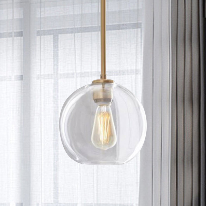 Clear Glass Globe Ceiling Pendant Light Contemporary 1 Light 8"/10"/12" Wide Hanging Lamp Clear 8" Clearhalo 'Ceiling Lights' 'Glass shade' 'Glass' 'Modern Pendants' 'Modern' 'Pendant Lights' 'Pendants' Lighting' 288150