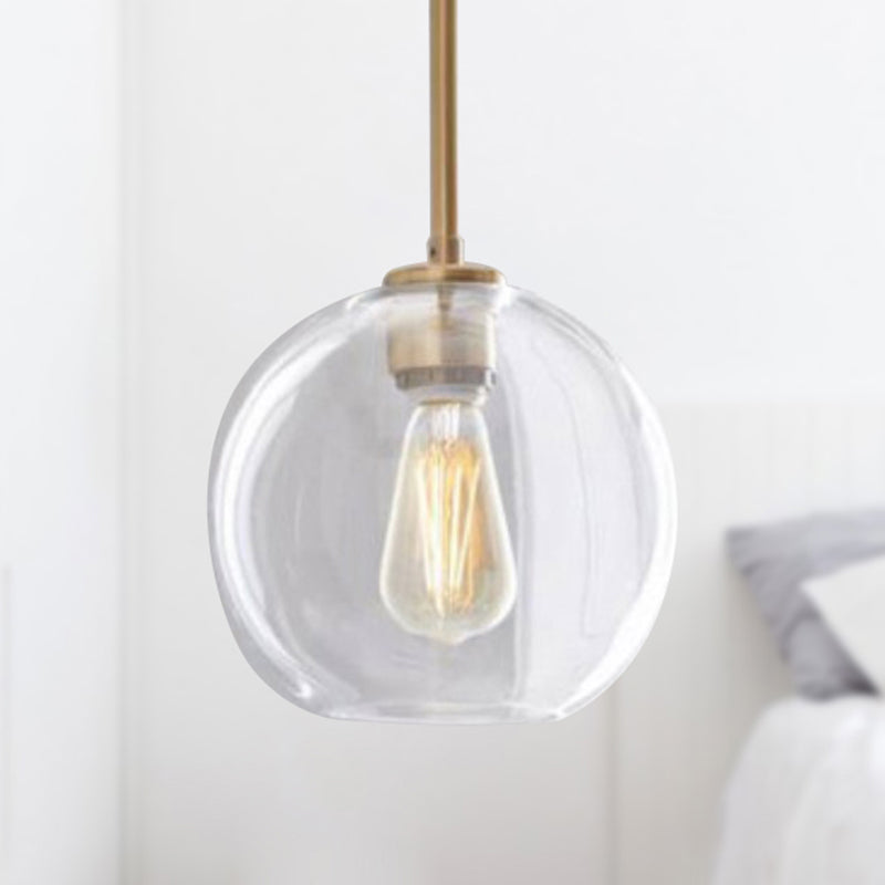 Clear Glass Globe Ceiling Pendant Light Contemporary 1 Light 8"/10"/12" Wide Hanging Lamp Clearhalo 'Ceiling Lights' 'Glass shade' 'Glass' 'Modern Pendants' 'Modern' 'Pendant Lights' 'Pendants' Lighting' 288151