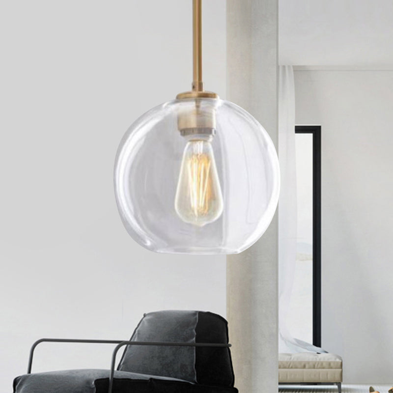 Clear Glass Globe Ceiling Pendant Light Contemporary 1 Light 8"/10"/12" Wide Hanging Lamp Clearhalo 'Ceiling Lights' 'Glass shade' 'Glass' 'Modern Pendants' 'Modern' 'Pendant Lights' 'Pendants' Lighting' 288152