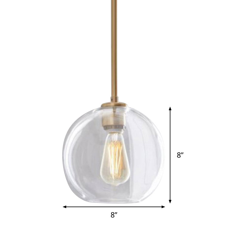 Clear Glass Globe Ceiling Pendant Light Contemporary 1 Light 8"/10"/12" Wide Hanging Lamp Clearhalo 'Ceiling Lights' 'Glass shade' 'Glass' 'Modern Pendants' 'Modern' 'Pendant Lights' 'Pendants' Lighting' 288154