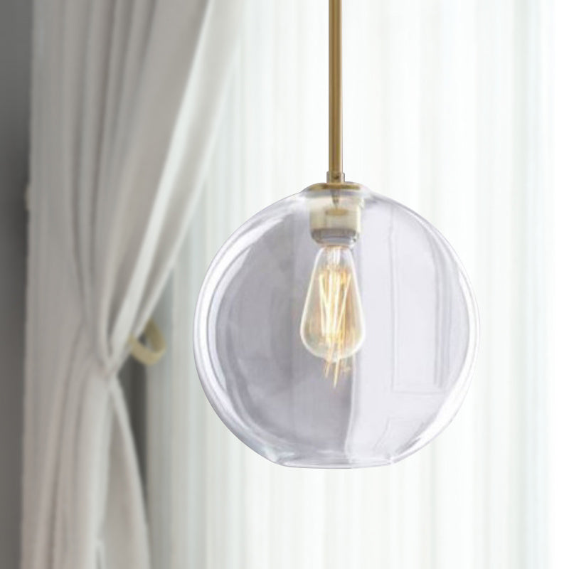 Clear Glass Globe Ceiling Pendant Light Contemporary 1 Light 8"/10"/12" Wide Hanging Lamp Clearhalo 'Ceiling Lights' 'Glass shade' 'Glass' 'Modern Pendants' 'Modern' 'Pendant Lights' 'Pendants' Lighting' 288156