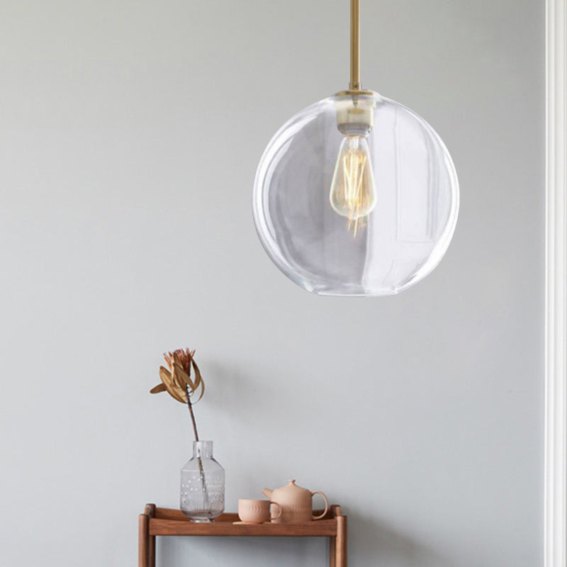 Clear Glass Globe Ceiling Pendant Light Contemporary 1 Light 8"/10"/12" Wide Hanging Lamp Clearhalo 'Ceiling Lights' 'Glass shade' 'Glass' 'Modern Pendants' 'Modern' 'Pendant Lights' 'Pendants' Lighting' 288157