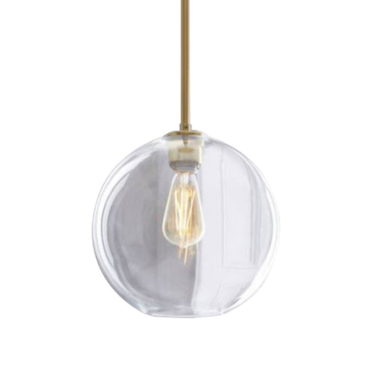 Clear Glass Globe Ceiling Pendant Light Contemporary 1 Light 8"/10"/12" Wide Hanging Lamp Clearhalo 'Ceiling Lights' 'Glass shade' 'Glass' 'Modern Pendants' 'Modern' 'Pendant Lights' 'Pendants' Lighting' 288158