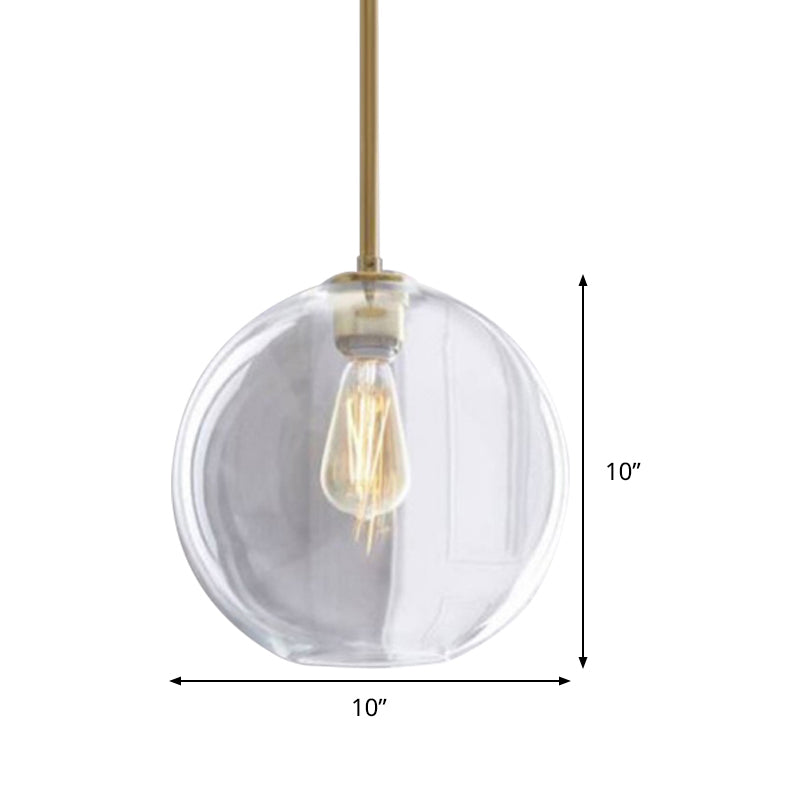 Clear Glass Globe Ceiling Pendant Light Contemporary 1 Light 8"/10"/12" Wide Hanging Lamp Clearhalo 'Ceiling Lights' 'Glass shade' 'Glass' 'Modern Pendants' 'Modern' 'Pendant Lights' 'Pendants' Lighting' 288159