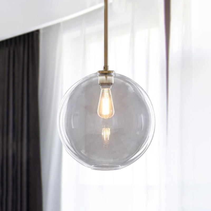 Clear Glass Globe Ceiling Pendant Light Contemporary 1 Light 8"/10"/12" Wide Hanging Lamp Clearhalo 'Ceiling Lights' 'Glass shade' 'Glass' 'Modern Pendants' 'Modern' 'Pendant Lights' 'Pendants' Lighting' 288161