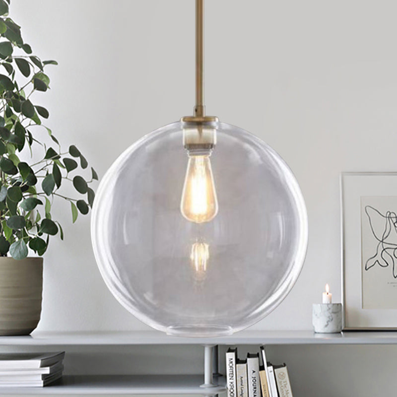 Clear Glass Globe Ceiling Pendant Light Contemporary 1 Light 8"/10"/12" Wide Hanging Lamp Clearhalo 'Ceiling Lights' 'Glass shade' 'Glass' 'Modern Pendants' 'Modern' 'Pendant Lights' 'Pendants' Lighting' 288162