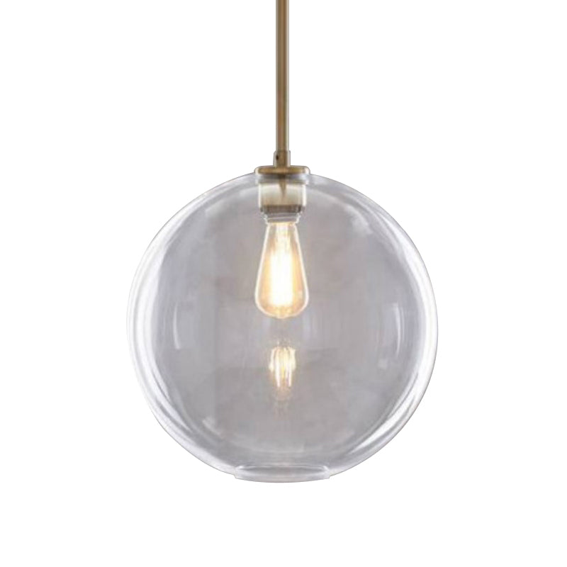 Clear Glass Globe Ceiling Pendant Light Contemporary 1 Light 8"/10"/12" Wide Hanging Lamp Clearhalo 'Ceiling Lights' 'Glass shade' 'Glass' 'Modern Pendants' 'Modern' 'Pendant Lights' 'Pendants' Lighting' 288163