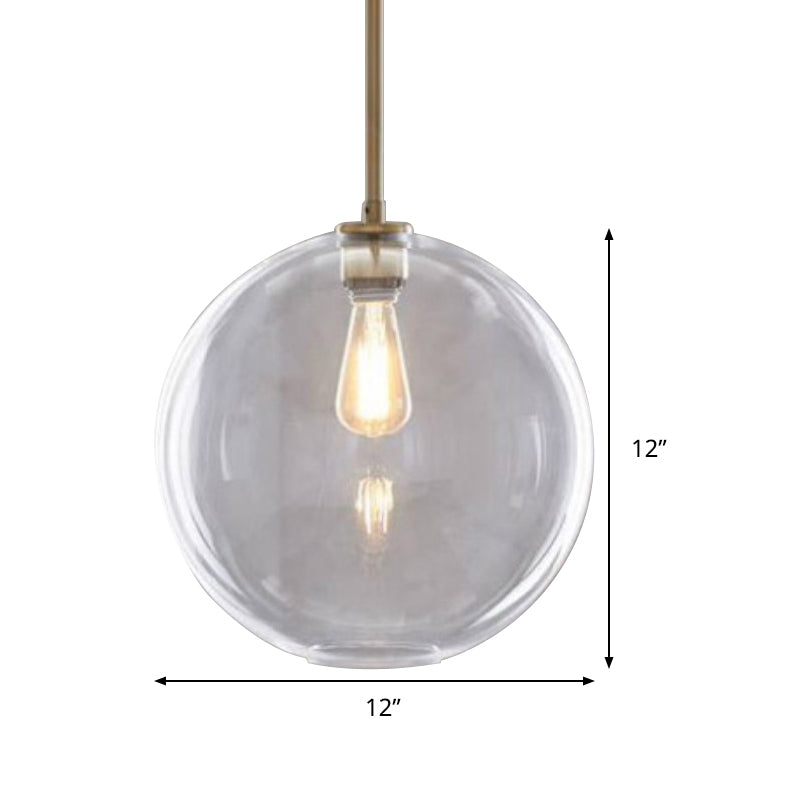 Clear Glass Globe Ceiling Pendant Light Contemporary 1 Light 8"/10"/12" Wide Hanging Lamp Clearhalo 'Ceiling Lights' 'Glass shade' 'Glass' 'Modern Pendants' 'Modern' 'Pendant Lights' 'Pendants' Lighting' 288164