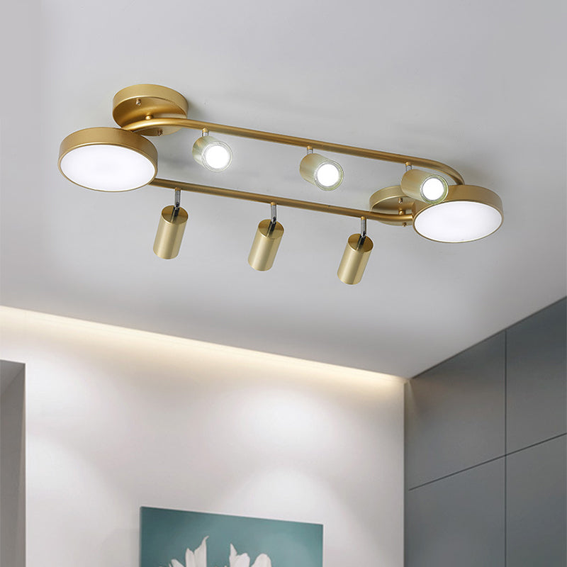 Round Metal Semi Flush Light Modernist 8 Heads Gold Close to Ceiling Lamp for Dining Room Gold Clearhalo 'Ceiling Lights' 'Close To Ceiling Lights' 'Close to ceiling' 'Semi-flushmount' Lighting' 288165